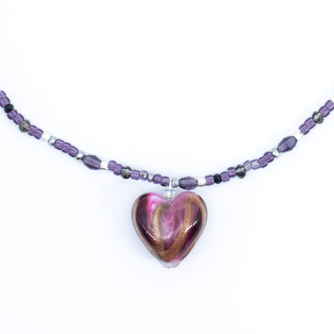 Heart ⋆˙⟡♡ Murano Caramella Swirl Heart Necklace