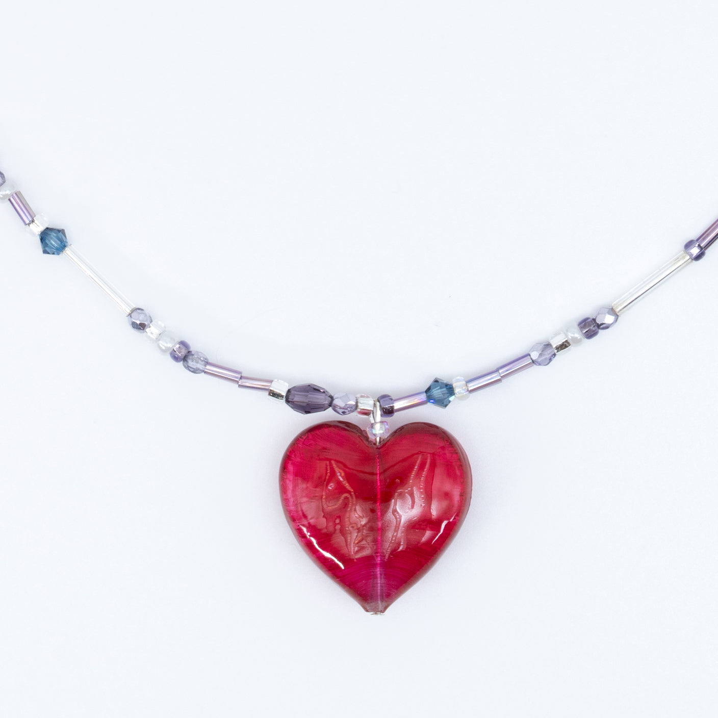 Heart ⋆˙⟡♡ Murano Red Heart Necklace