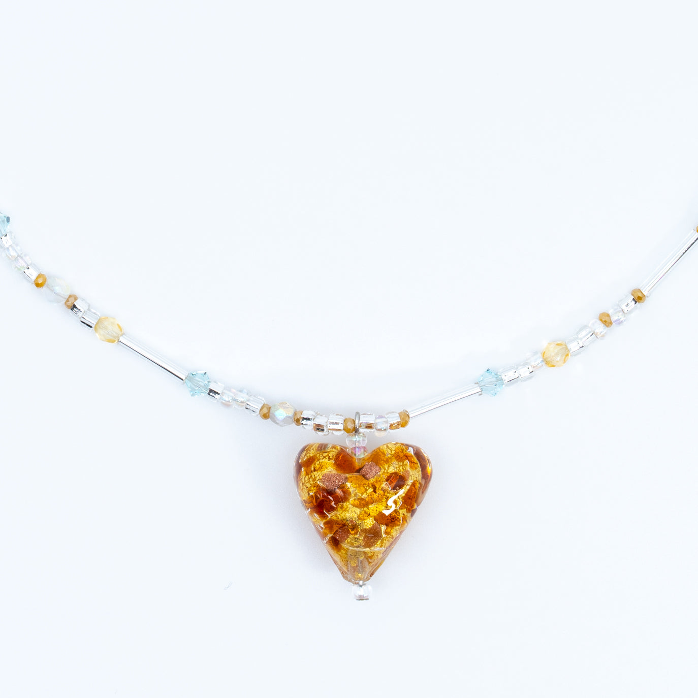 Heart ⋆˙⟡♡ Murano Gold Heart Necklace