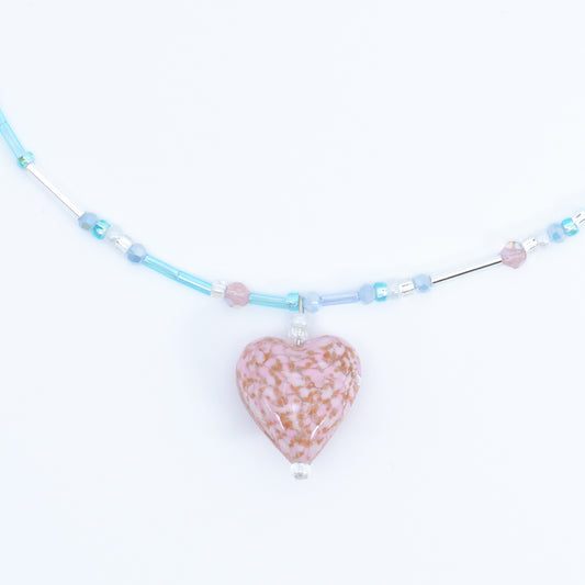 Heart ⋆˙⟡♡ Murano Sommerso Pink Heart Necklace