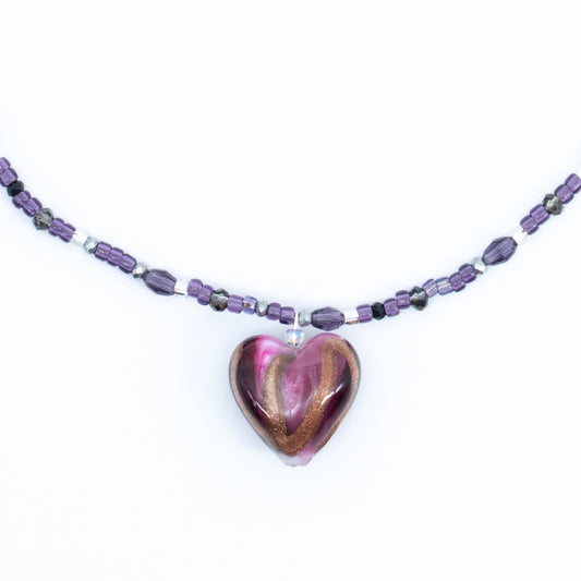 Heart ⋆˙⟡♡ Murano Caramella Swirl Heart Necklace