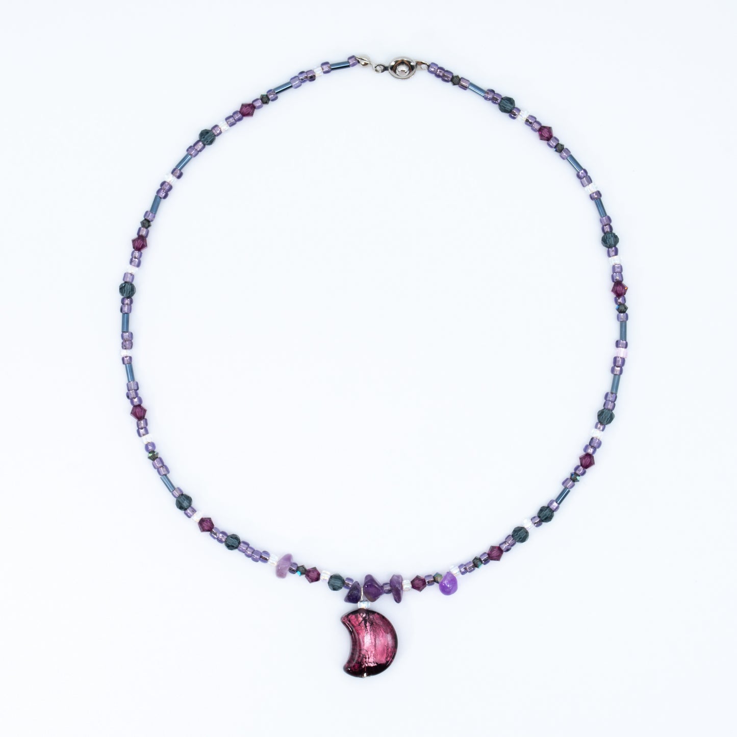 Moon ⋆⁺₊⋆ ☽ ⋆⁺₊⋆ Murano Amethyst Silver Foil Moon Necklace