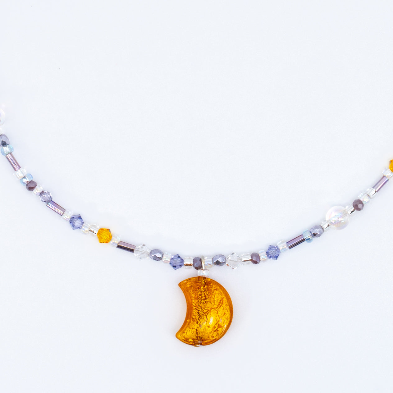 Moon ⋆⁺₊⋆ ☽ ⋆⁺₊⋆ Murano Light Topaz 24kt Gold Foil Moon Necklace