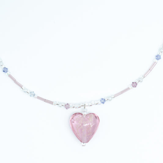 Heart ⋆˙⟡♡ Fluorescent Pink Heart Necklace