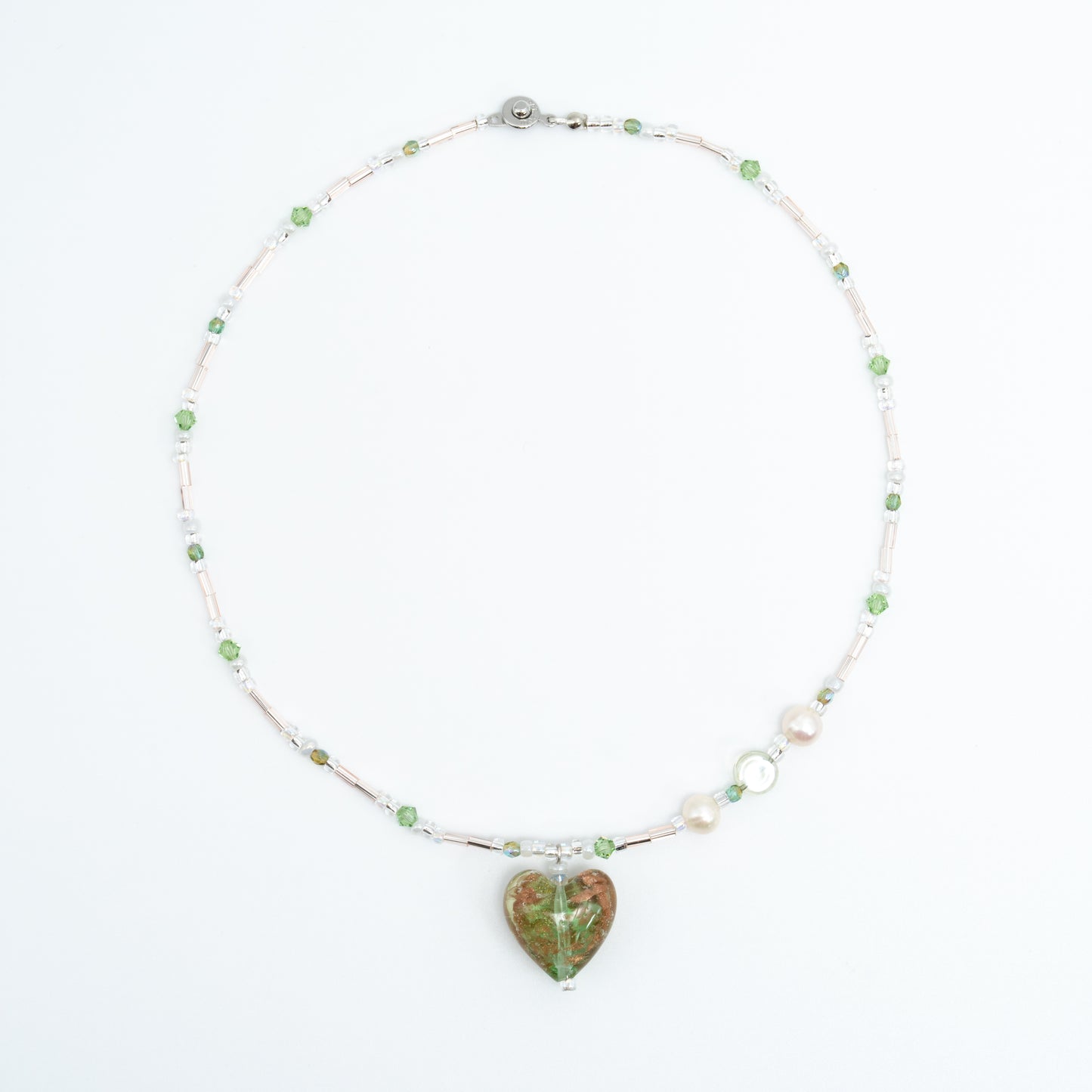 Heart ⋆˙⟡♡ Olive Green Heart Necklace