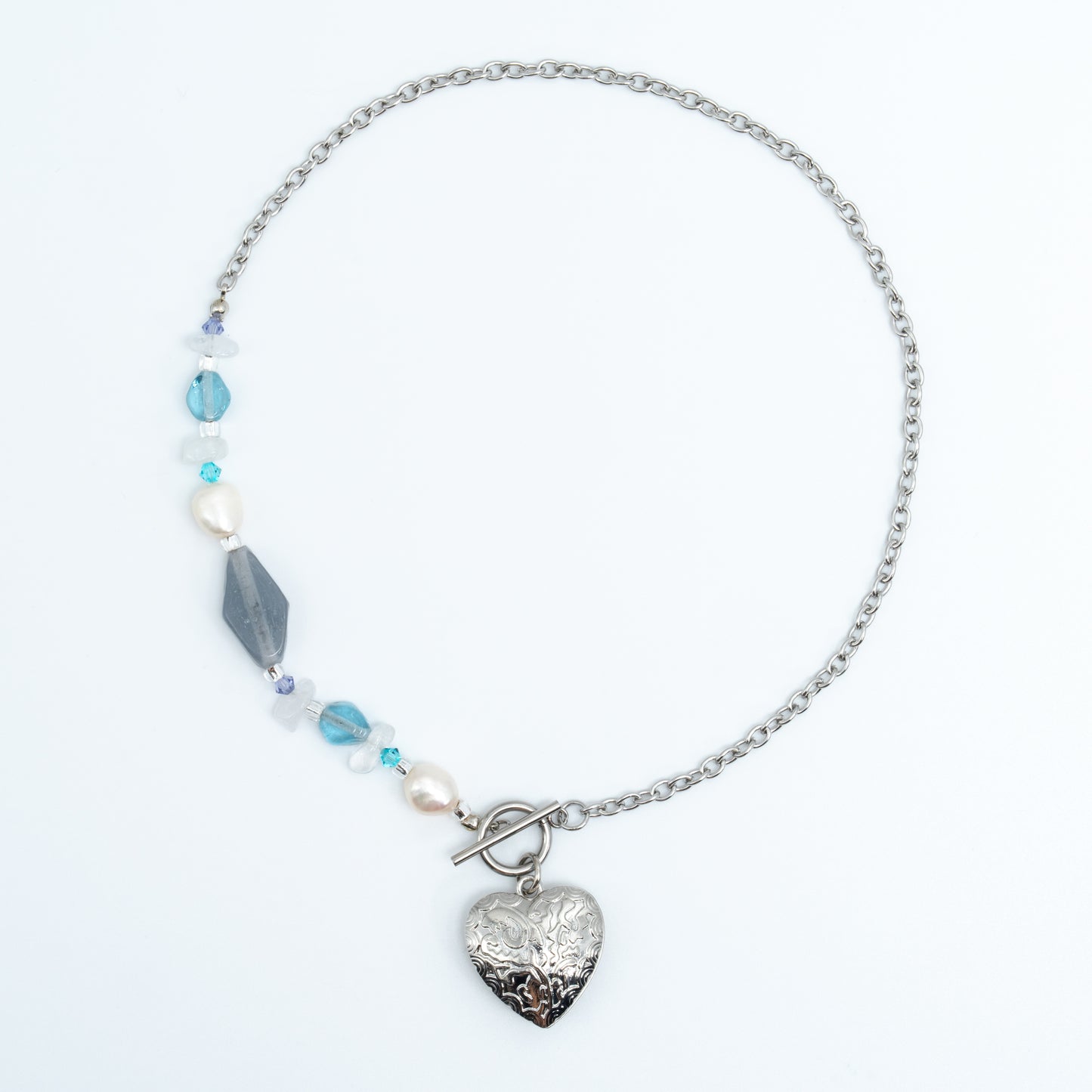 Metal Heart Necklace (Blue)