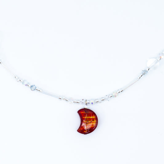 Moon ⋆⁺₊⋆ ☽ ⋆⁺₊⋆ Murano Rubino 24kt Gold Foil Moon Necklace