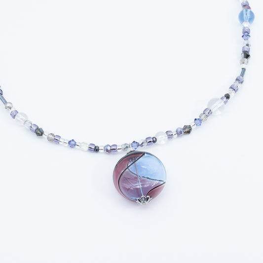 Blown *ੈ‧₊ Murano Blue Purple Swirl Glass Blown Necklace