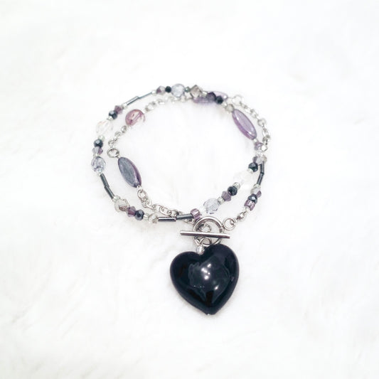 Arrival .ᐟ‪‪.ᐟ Heart ⋆˙⟡♡ Murano Dark Purple Heart S.S. Necklace