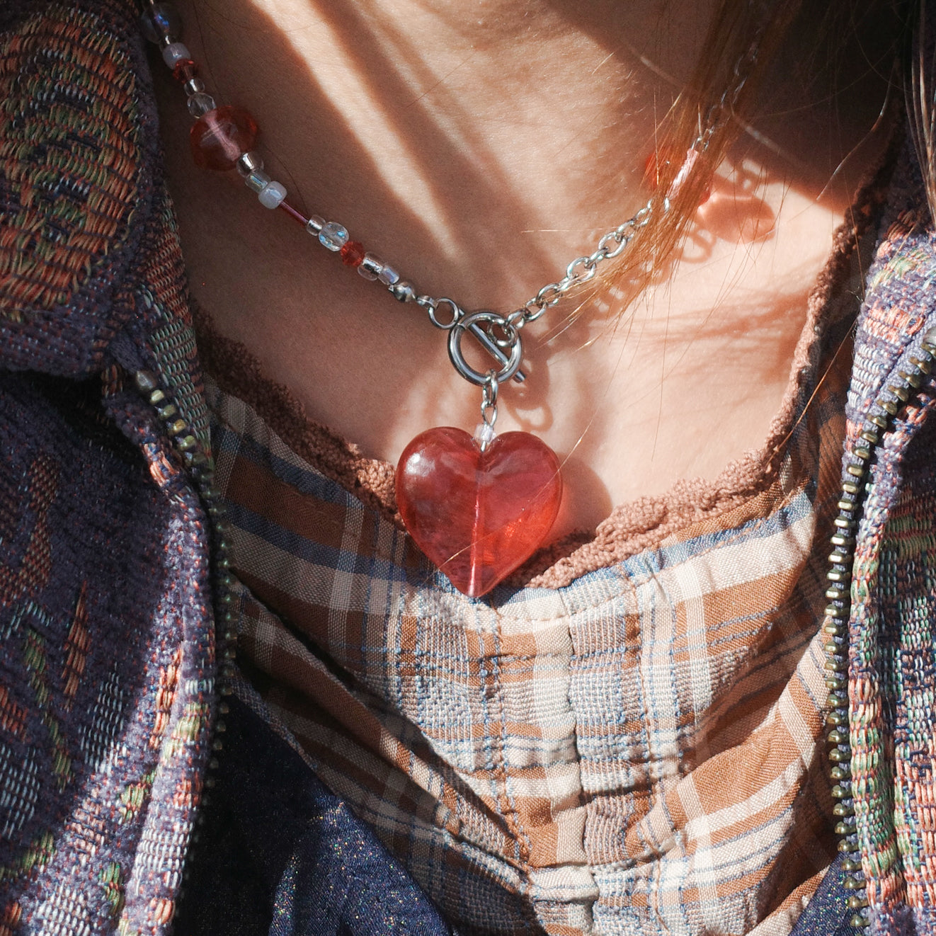 Arrival .ᐟ‪‪.ᐟ Heart ⋆˙⟡♡ Murano Red Heart S.S. Necklace