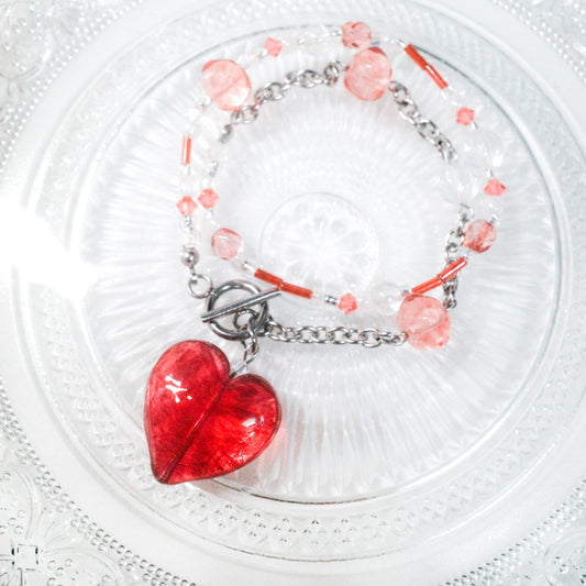 Arrival .ᐟ‪‪.ᐟ Heart ⋆˙⟡♡ Murano Red Heart S.S. Necklace